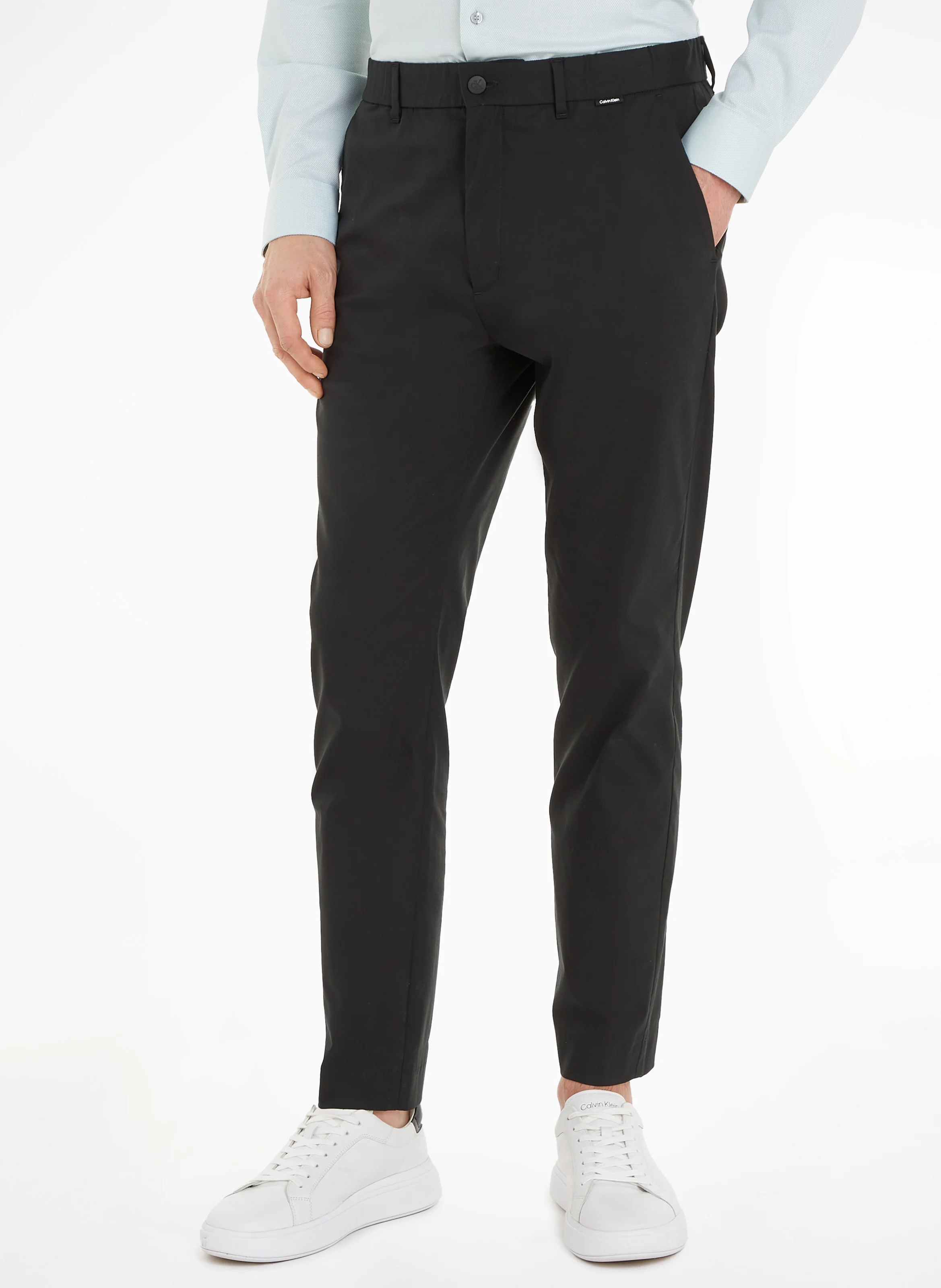 Pantalon droit en coton mélangé | Gris
