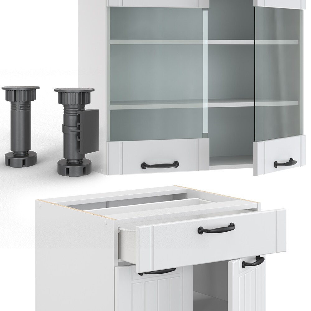 Vicco Küche Fame-Line 200 cm Küchenzeile Landhaus Küchenblock Einbau Weiß