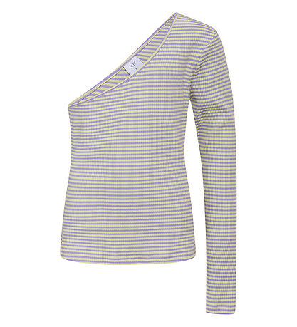 Grønt Bluse - Rib - Tempere - Lilla/Gulstribet