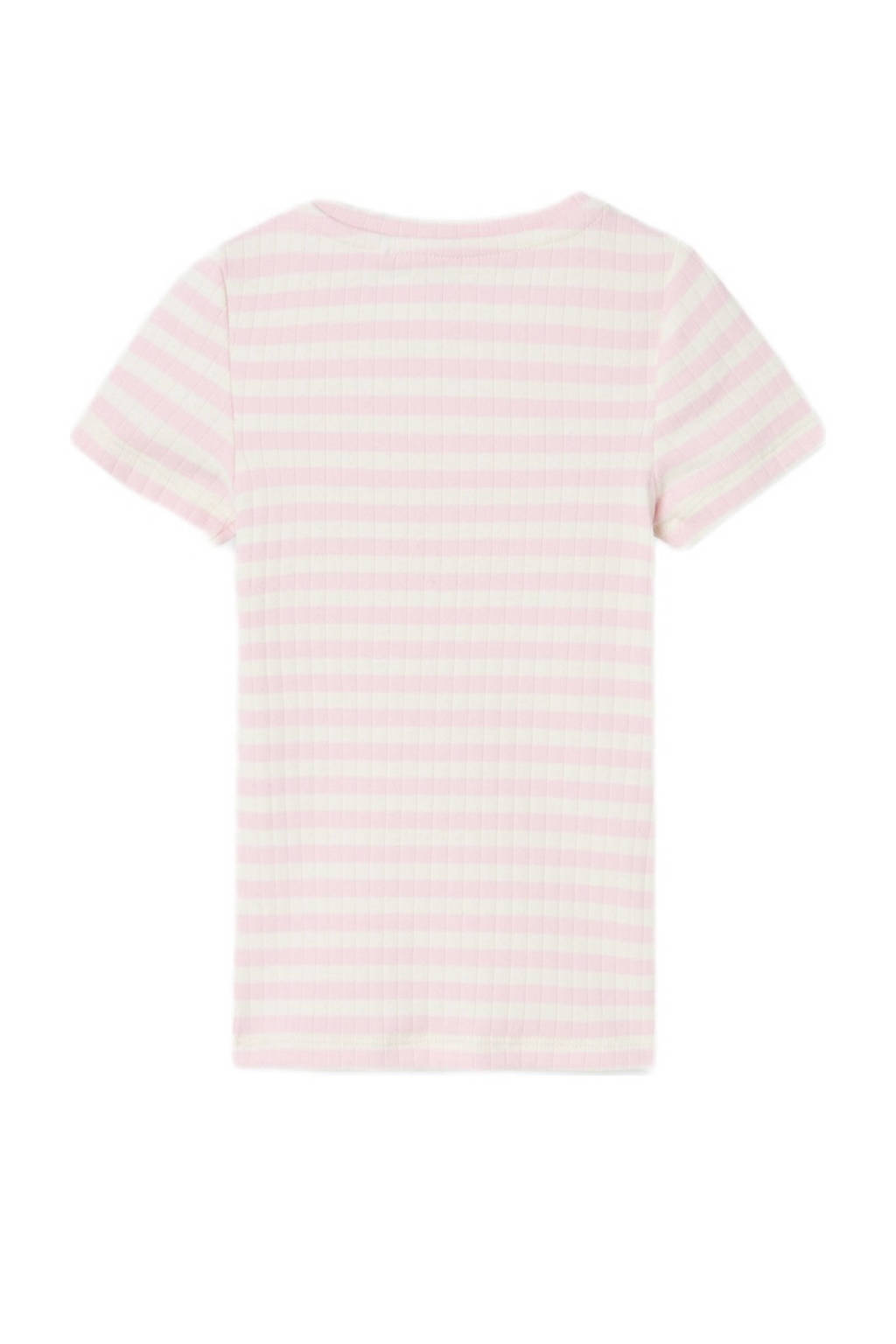 NAME IT gestreept T-shirt NMFSURAJA lichtroze/wit