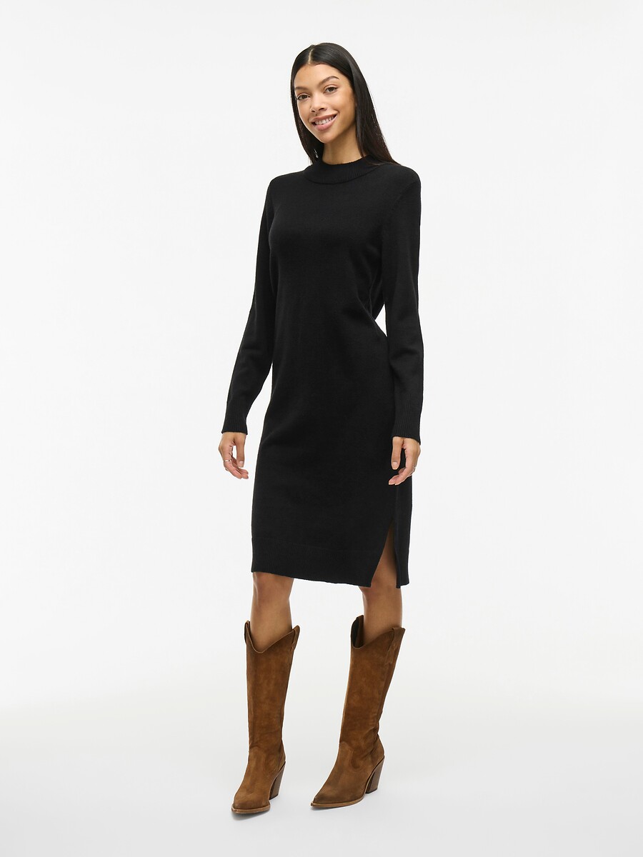 VILA<br>Vestido de malha midi, em tricô fino, com gola alta