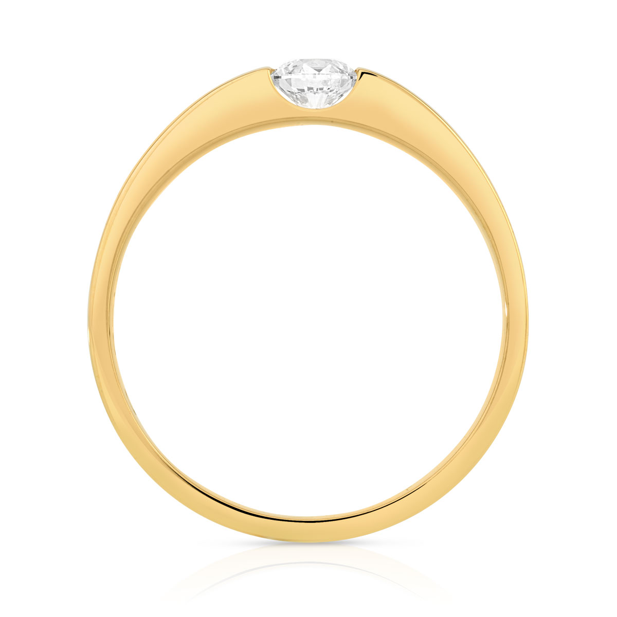 Bague solitaire or 750 jaune diamant 25/100e de ca