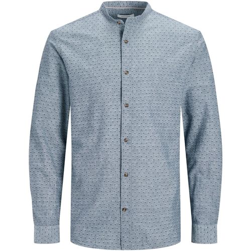 Jack & Jones - 12197899 JJESUMMER BAND PRINT SHIRT L/S S22 SN FADED DENIM/SLIM Azul