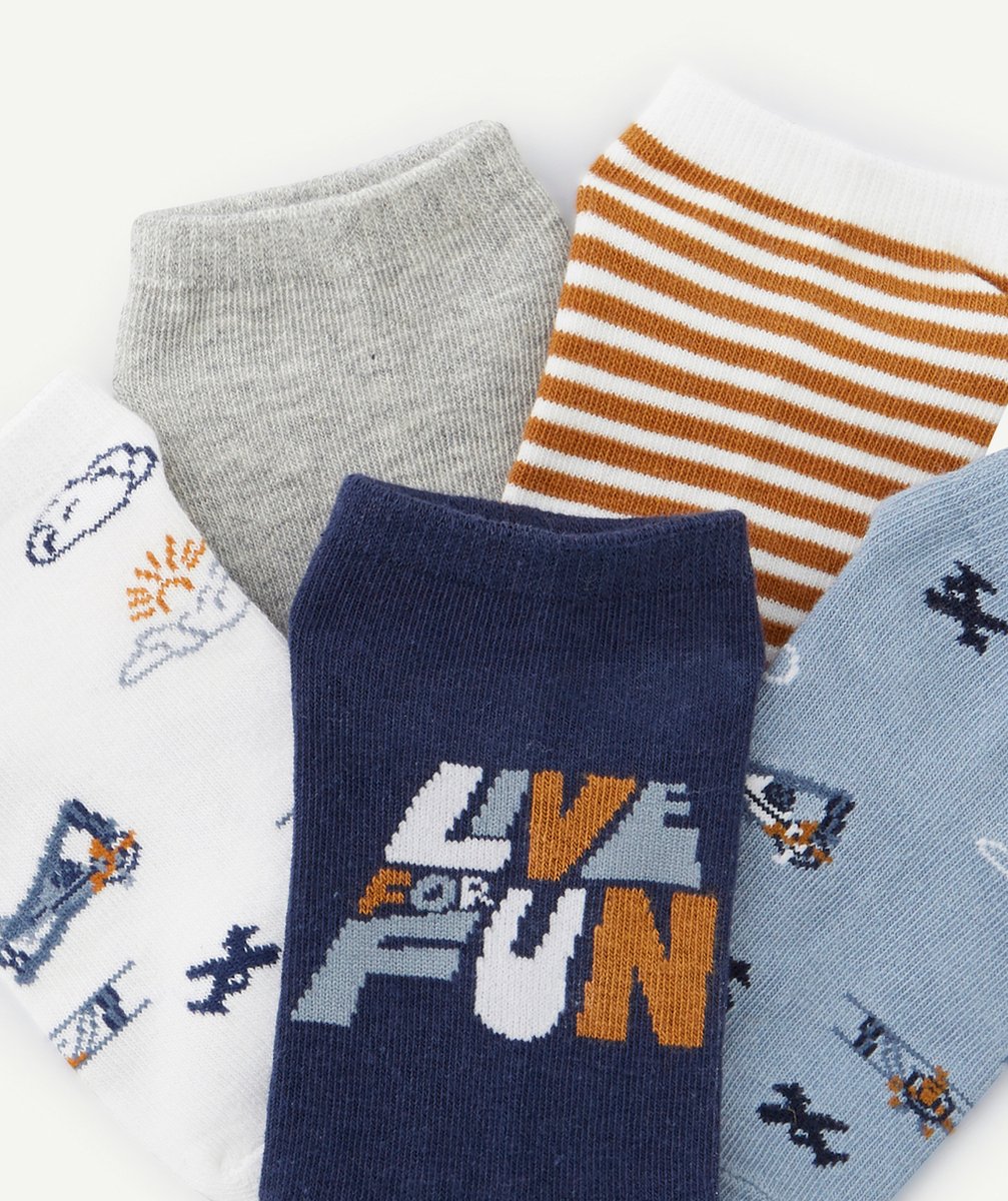 LOT DE 5 CHAUSSETTES GARÇON UNIES ET IMPRIMÉES