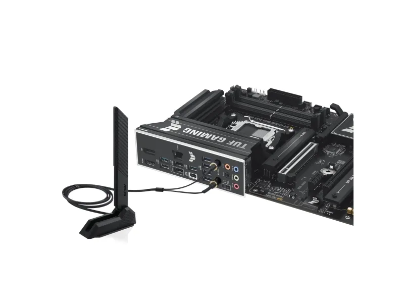 ASUS TUF GAMING B850-PLUS WIFI - Bundkort - ATX - Socket AM5 - AMD B850 Chipset - USB-C 3.2 Gen 2x2, USB-C 3.2 Gen2, USB 3.2 Gen 2, USB 3.2 Gen 1 - 2.5 Gigabit LAN, Wi-Fi 7, Bluetooth - onboard grafik (CPU påkrævet) - HD Audio (8-kanaler)