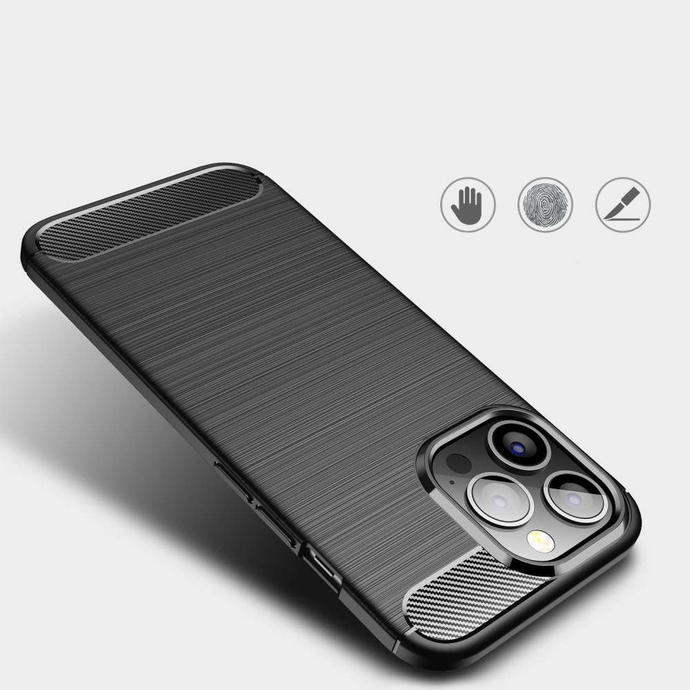 iPhone 13 Pro Gummi Case Schutzhülle im Carbon Look - Schwarz