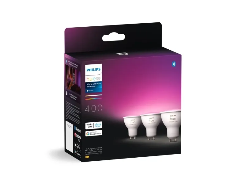 Philips Hue White and Color Ambiance - LED-lyspære - GU10 - 5 W (tilsvarende 35 W) - klasse G - 16 millioner farver - 2000-6500 K (pakke med 3)