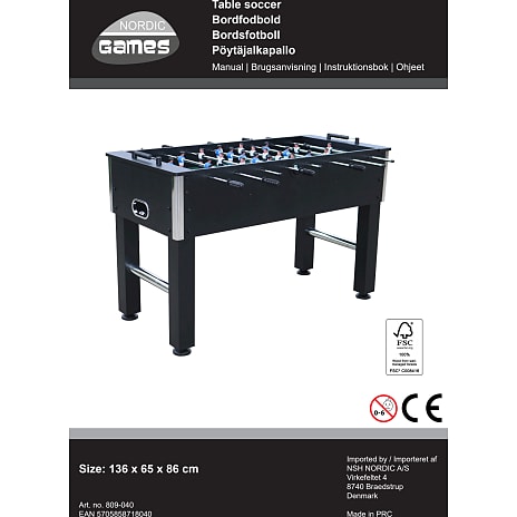 Nordic Games bordfodboldbord 86x65x136,5 cm