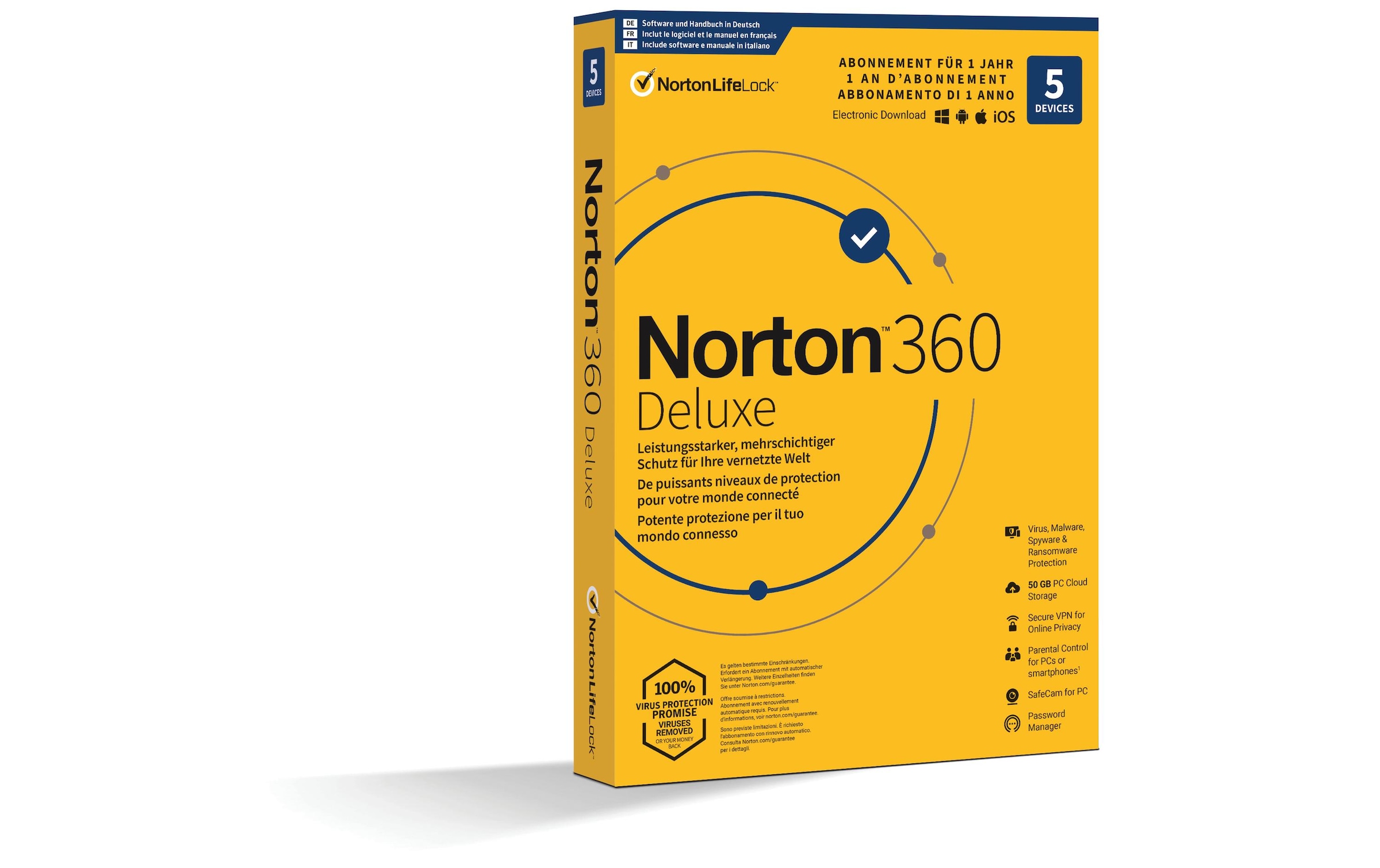 Norton Virensoftware »360 Deluxe Box, 5 Device, 1« (Virenprogramm Lizenzschlüssel)