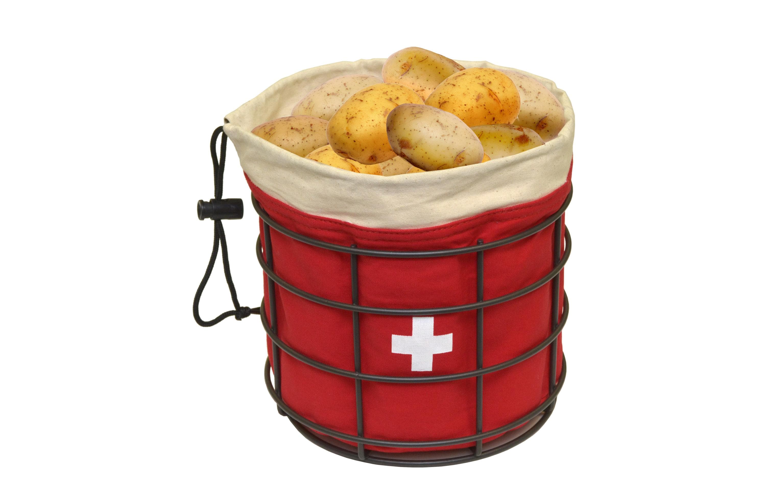 Kartoffelkorb Suisse mit Untergestell RotSo halten Sie Ihre Kartoffeln warm