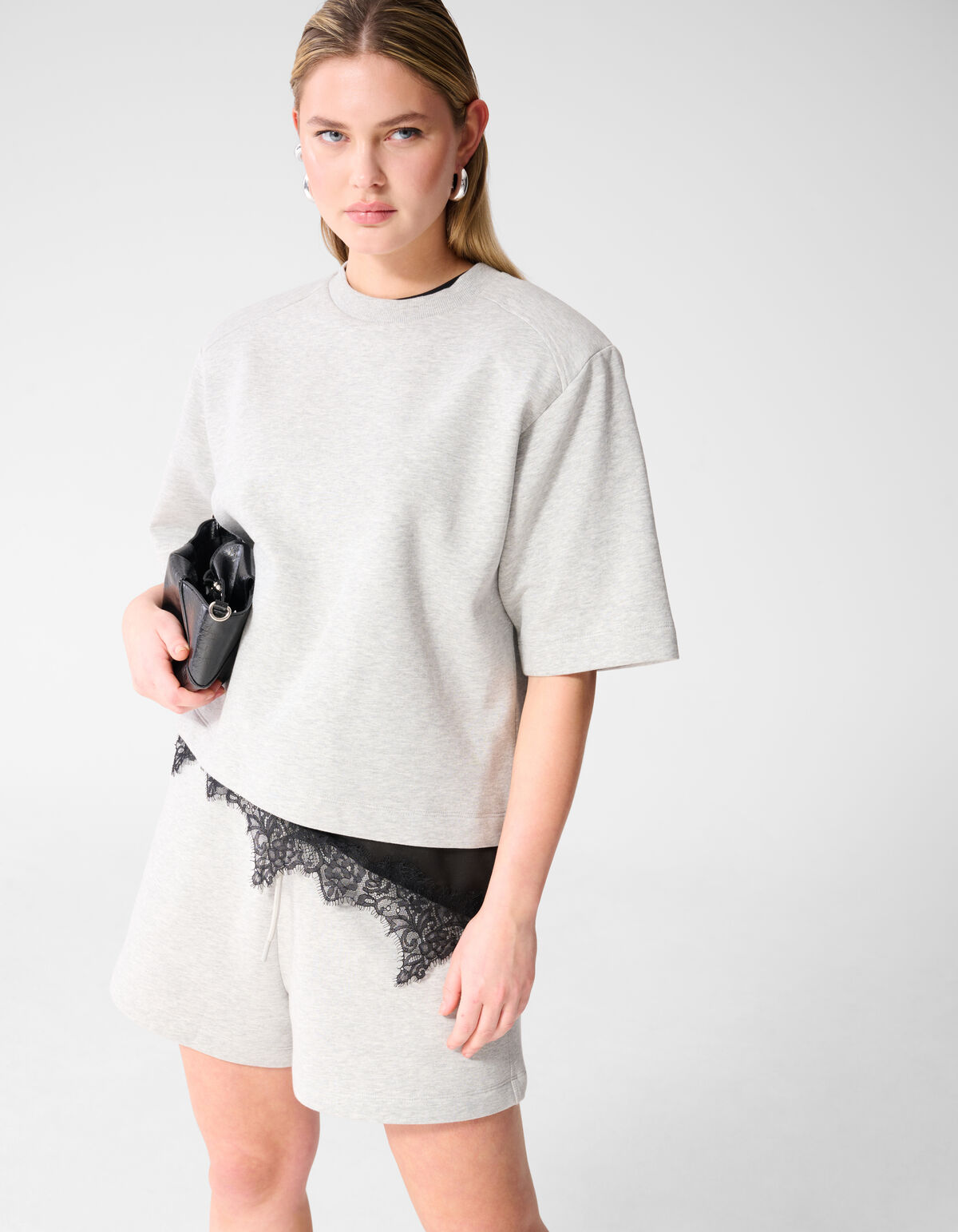 Oversized Sweat T-shirt Lichtgrijs