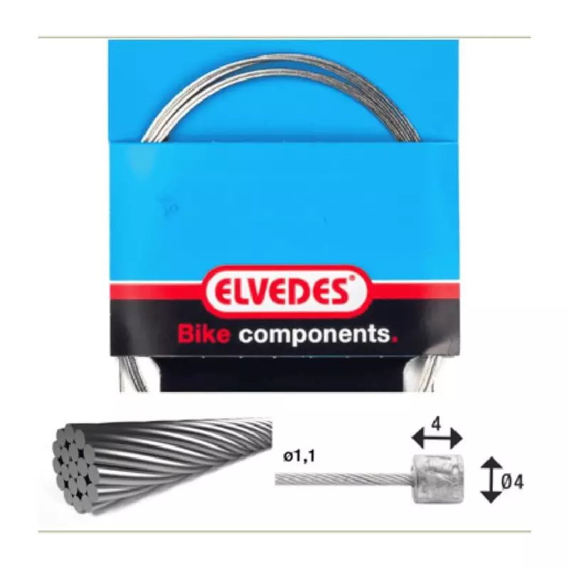 ELVEDES Cable de transmission 4000mm 1x19 fils Stainless diamètre 1,1mm avec tete N diamètre 4x4