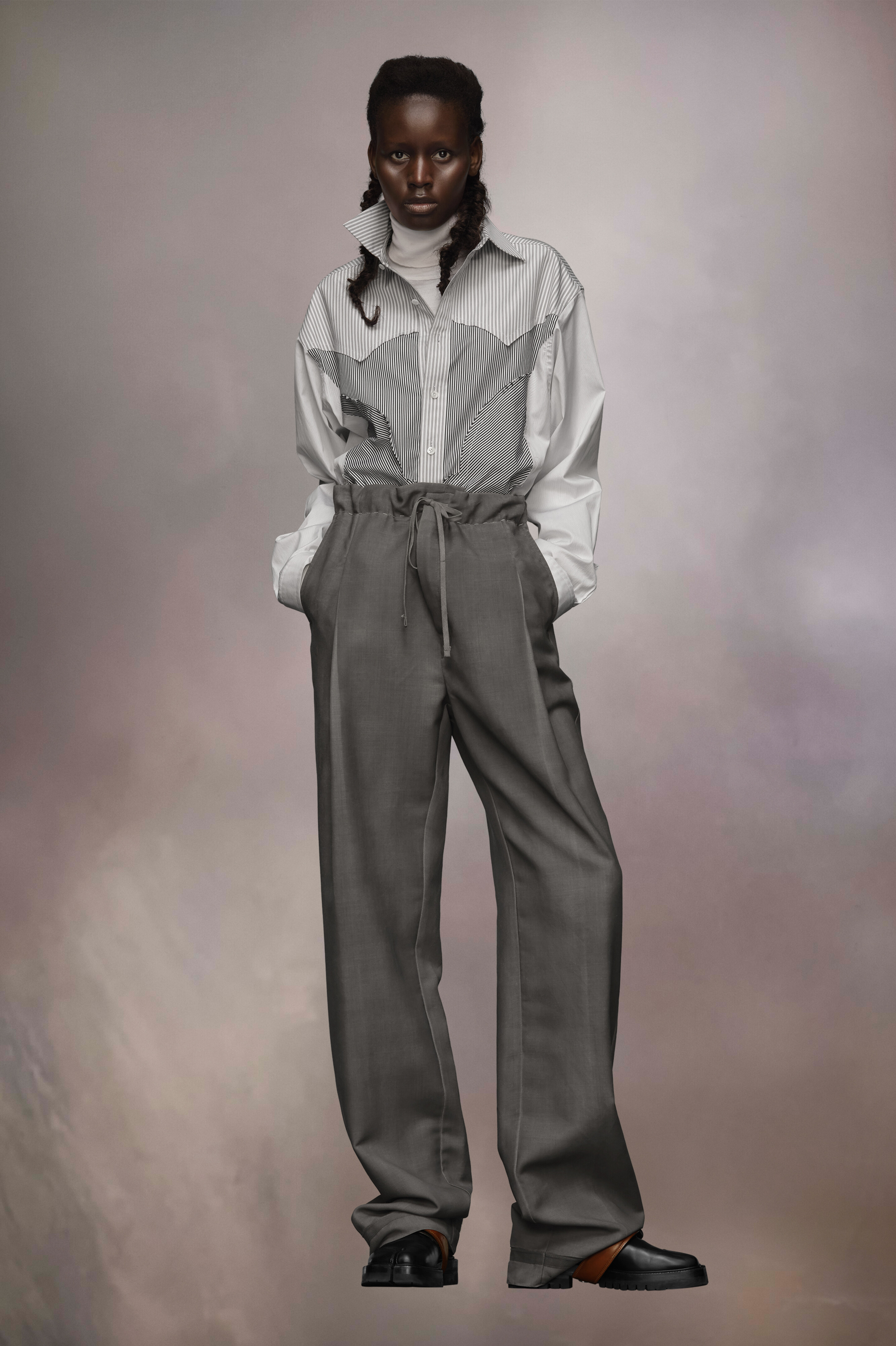 Pantalon en laine mohair Taupe foncé
