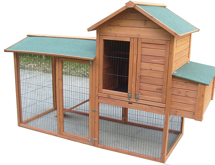 Poulailler en bois bi corps 2,13 m² double toit bitumé Habrita