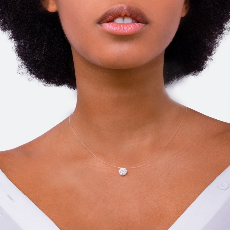 Collier transparent serti 4 griffes L