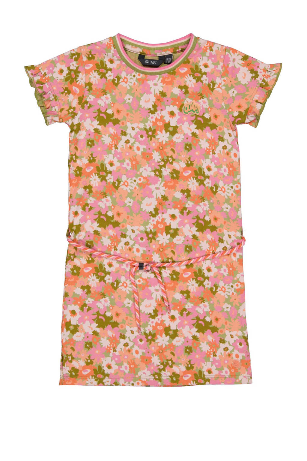 Quapi gebloemde T-shirtjurk BABETTE roze/oranje/groen