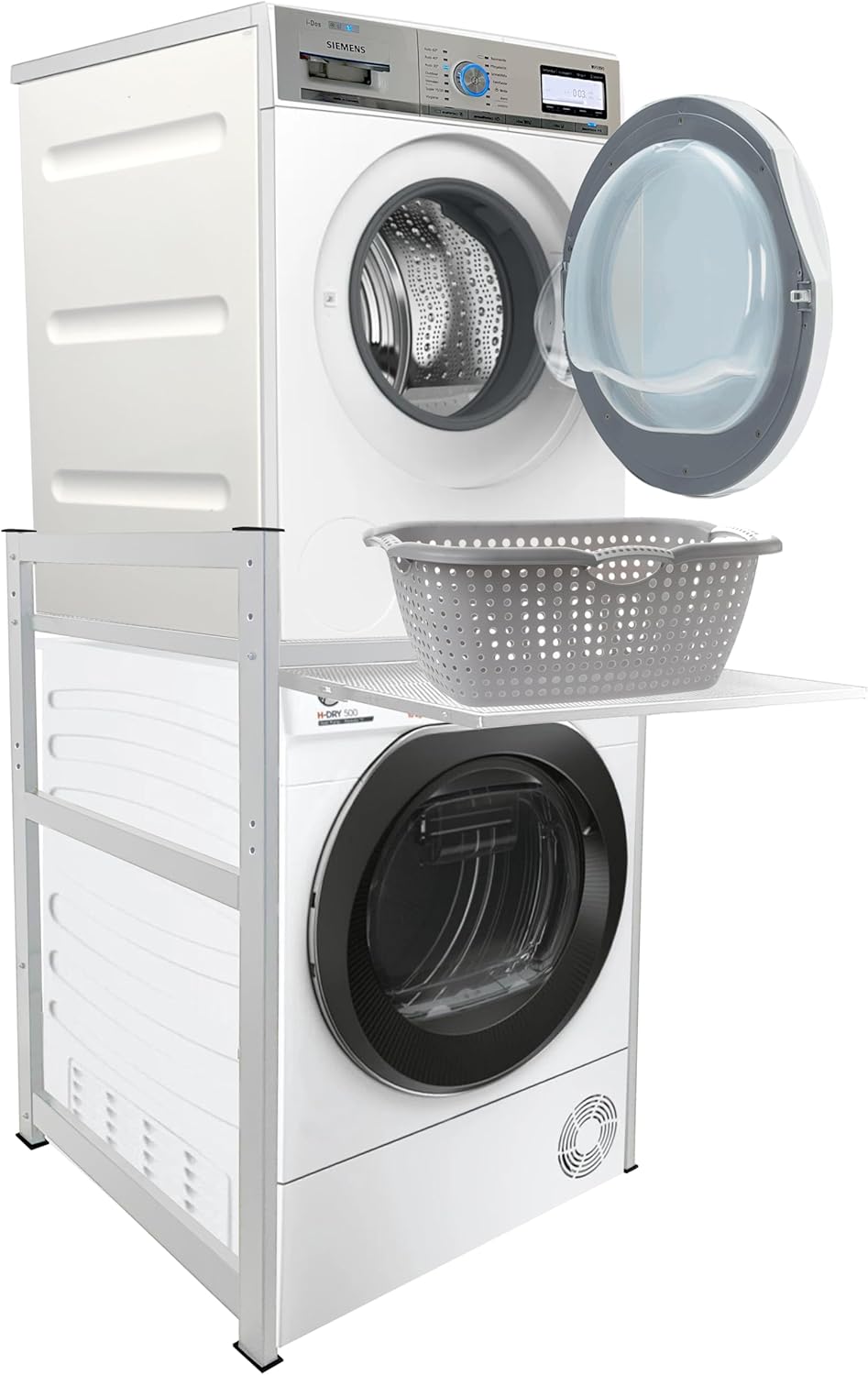 QUICK STAR Waschmaschinenregal 74x65x111cm mit Auszug Weiss Standregal Trockner Aufbewahrungsorganisator Badezimmer