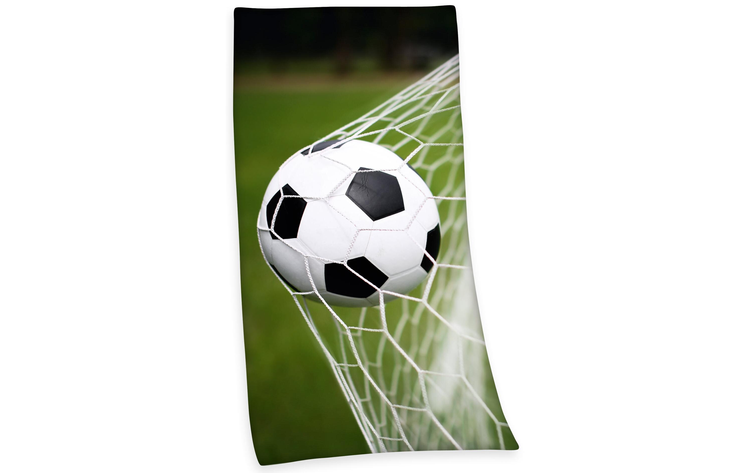 Duschtuch Fussball 75 x 150 cm, Grün/Schwarz/WeissBadetuch aus 100% Baumwolle