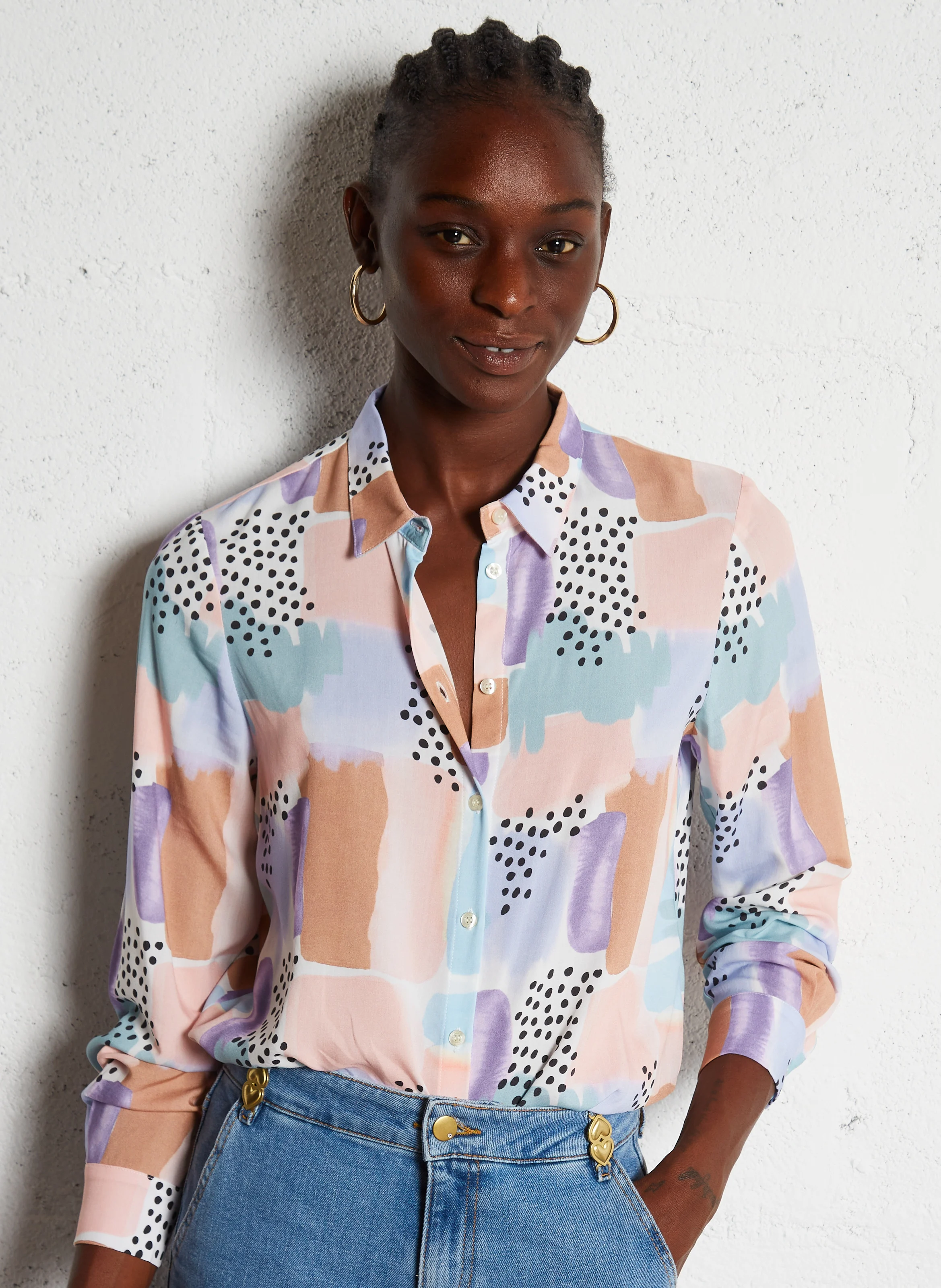Chemise droite col classique fluide | Vert