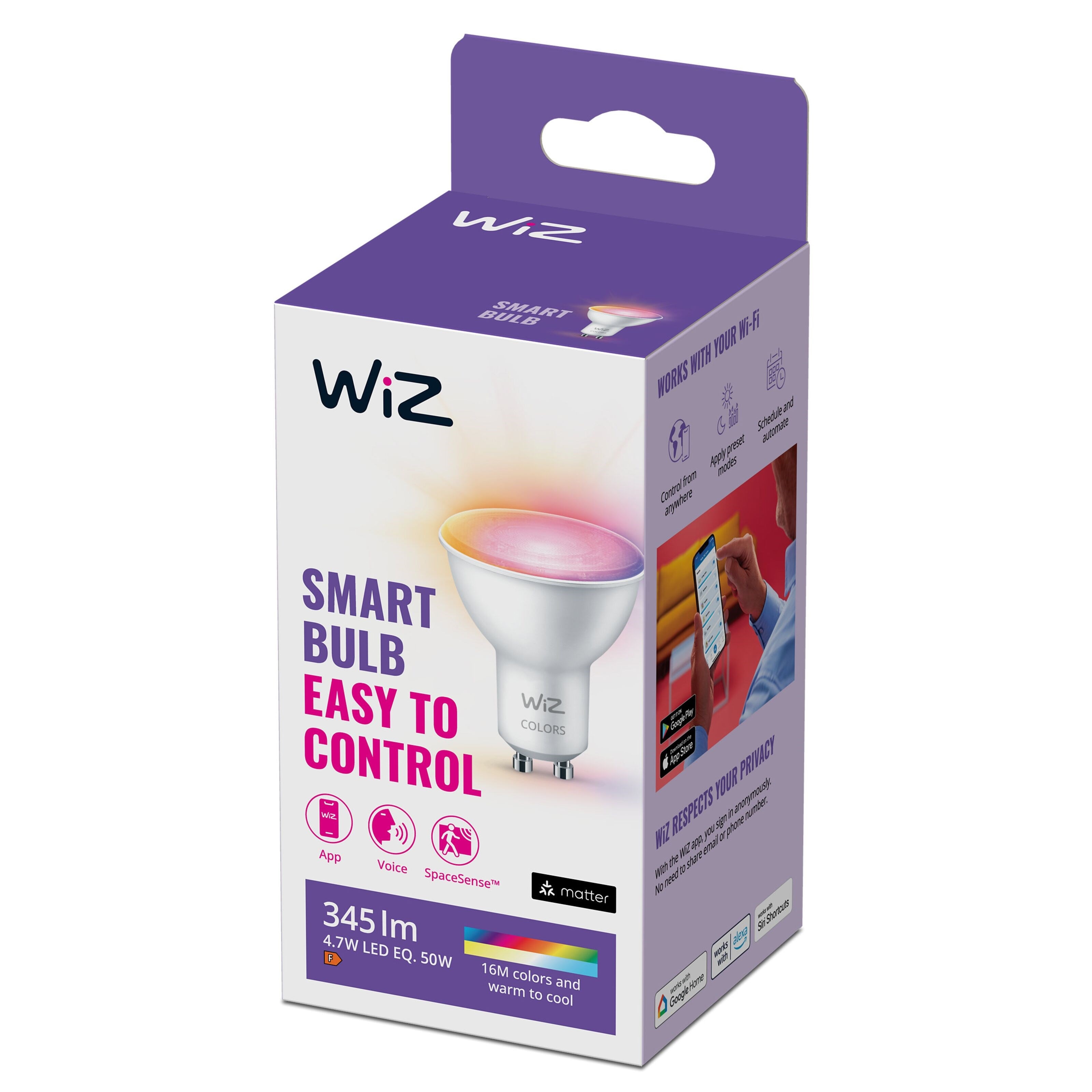 WiZ Color Smart LED-pære GU10 345 lm