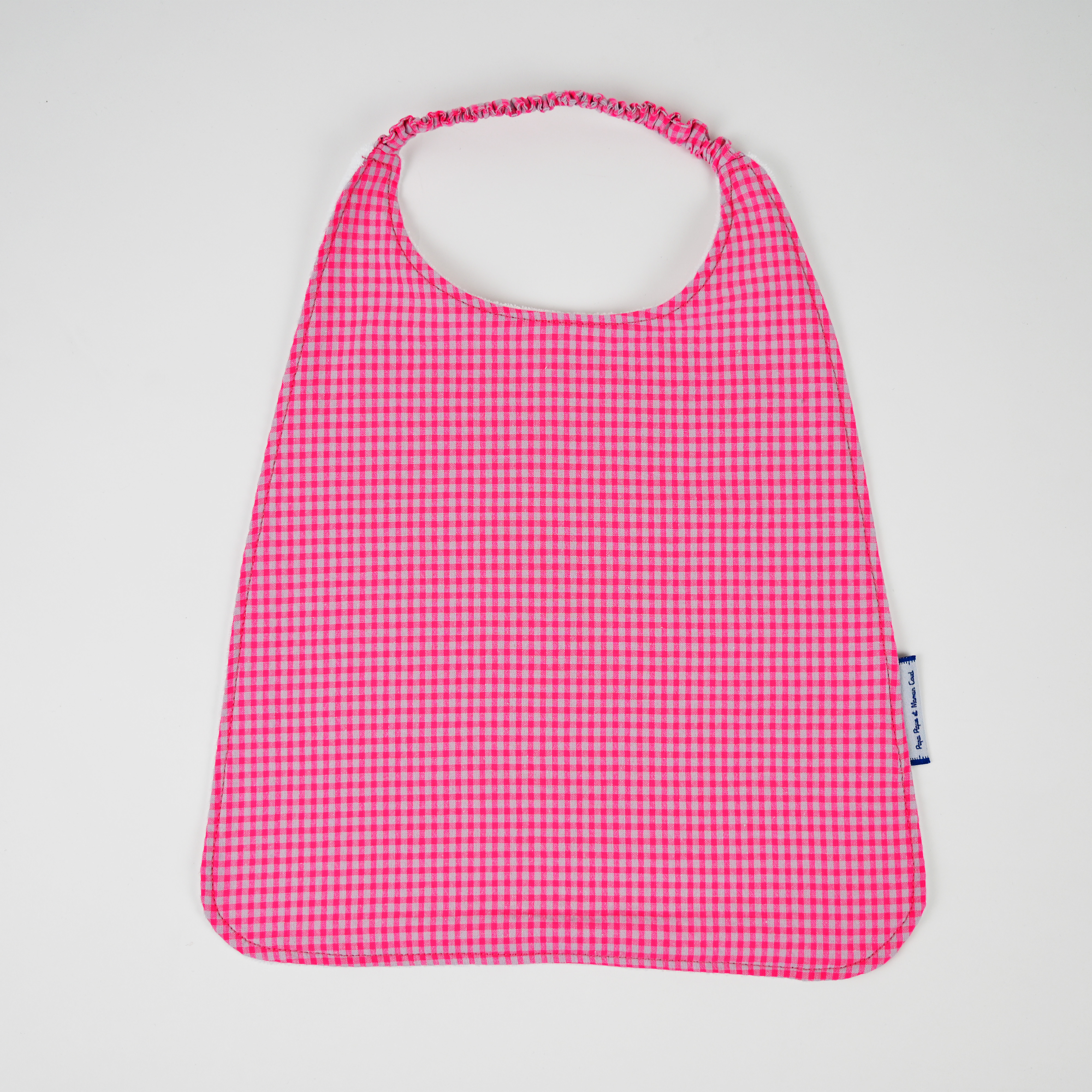Serviette Enfant Élastique Vichy Rose Fluo