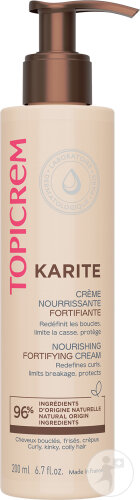 Topicrem Karité Crème Nourrissante Fortifiante Cheveux Bouclés-Frisés-Crépus Flacon Pompe 200ml