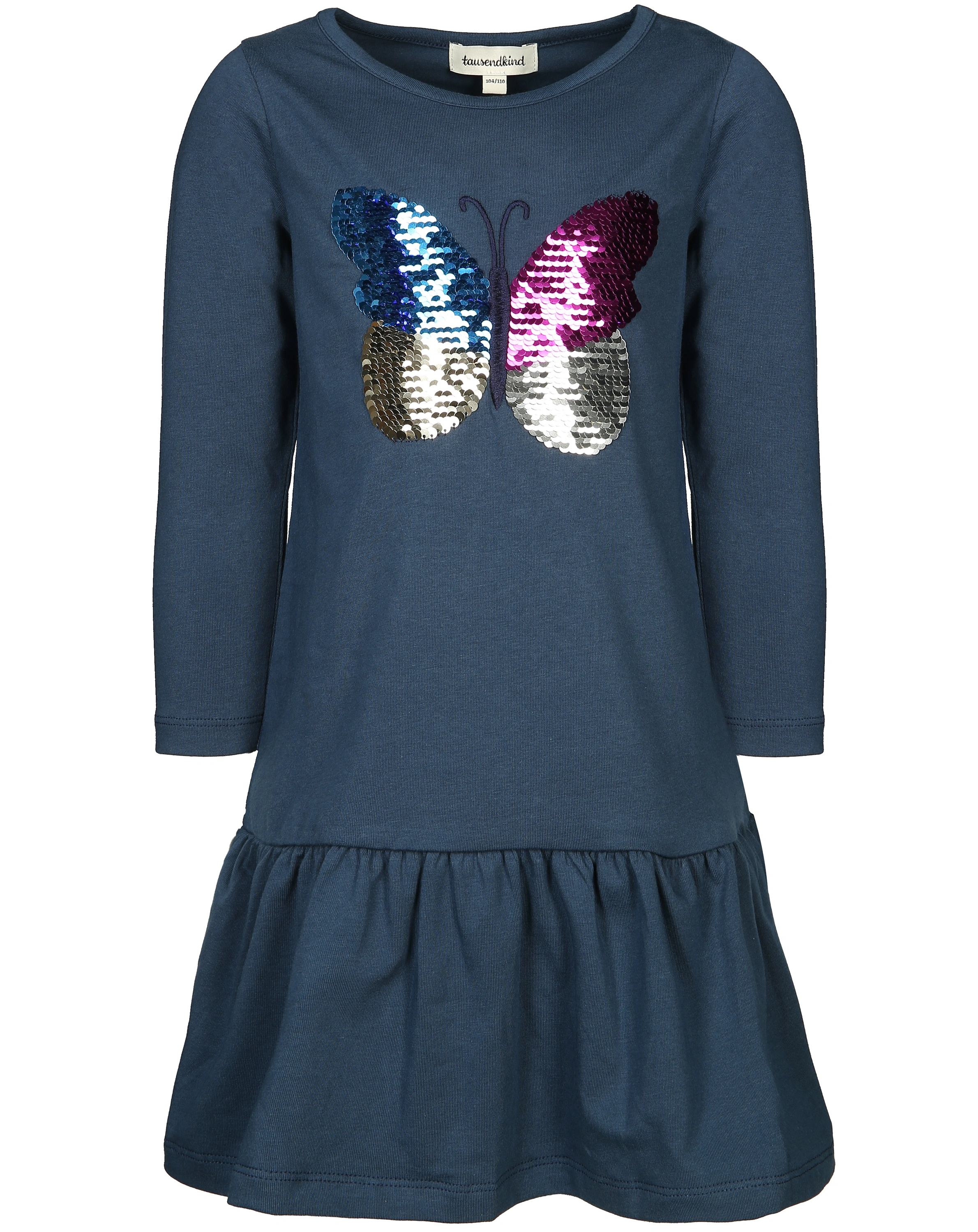 Langarmkleid SCHMETTERLING mit Wendepailletten in dunkelblau