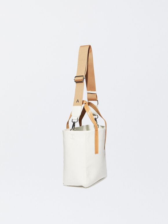 Bolsa tote personalizável em couro envernizado - Cru
