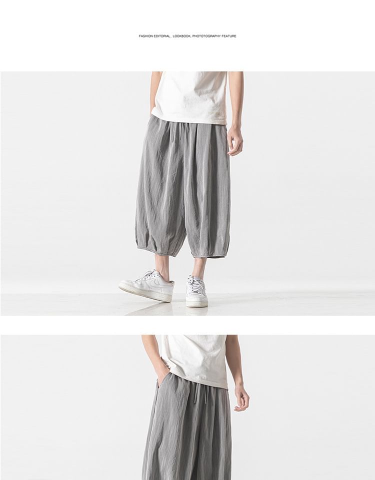 Sparrow Farm - Effen cropped harembroek met trekkoord in de taille
