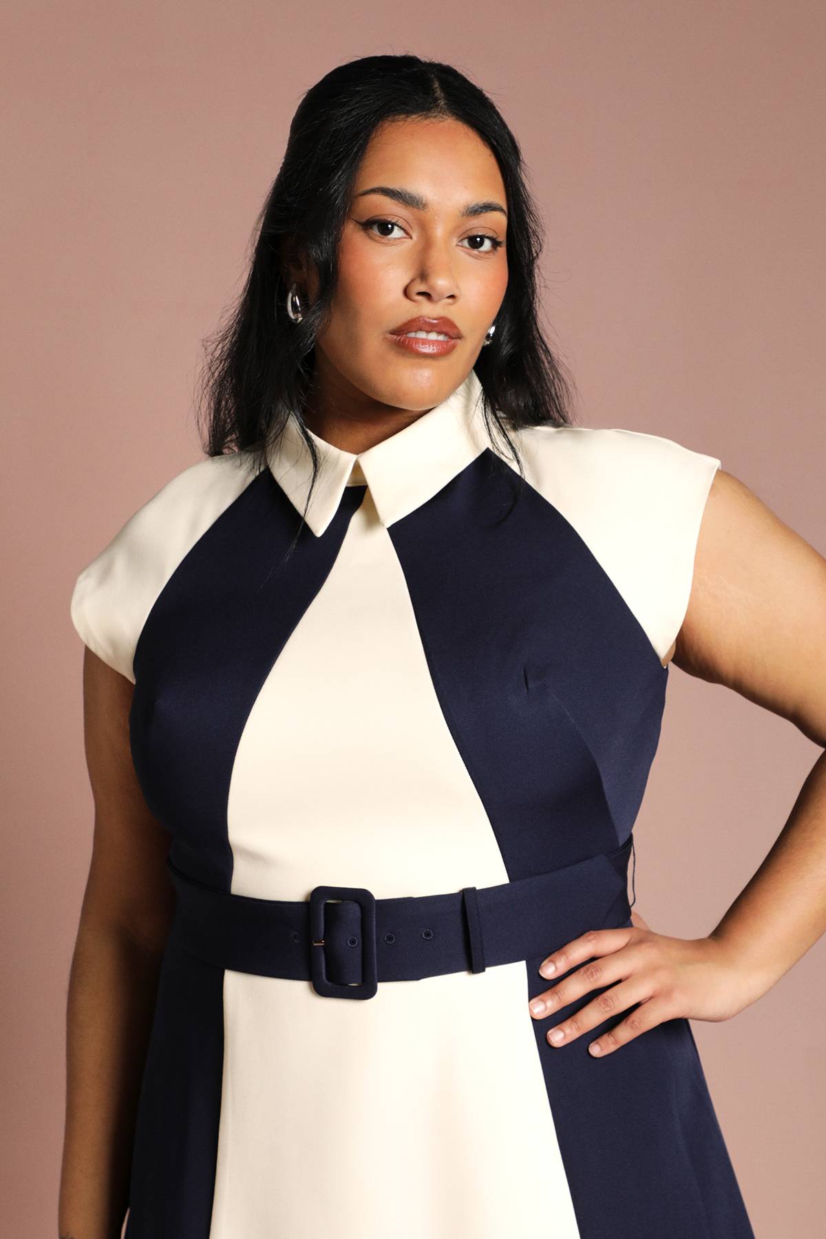 Coast Robe Midi Grande Taille À Panneaux Color Block