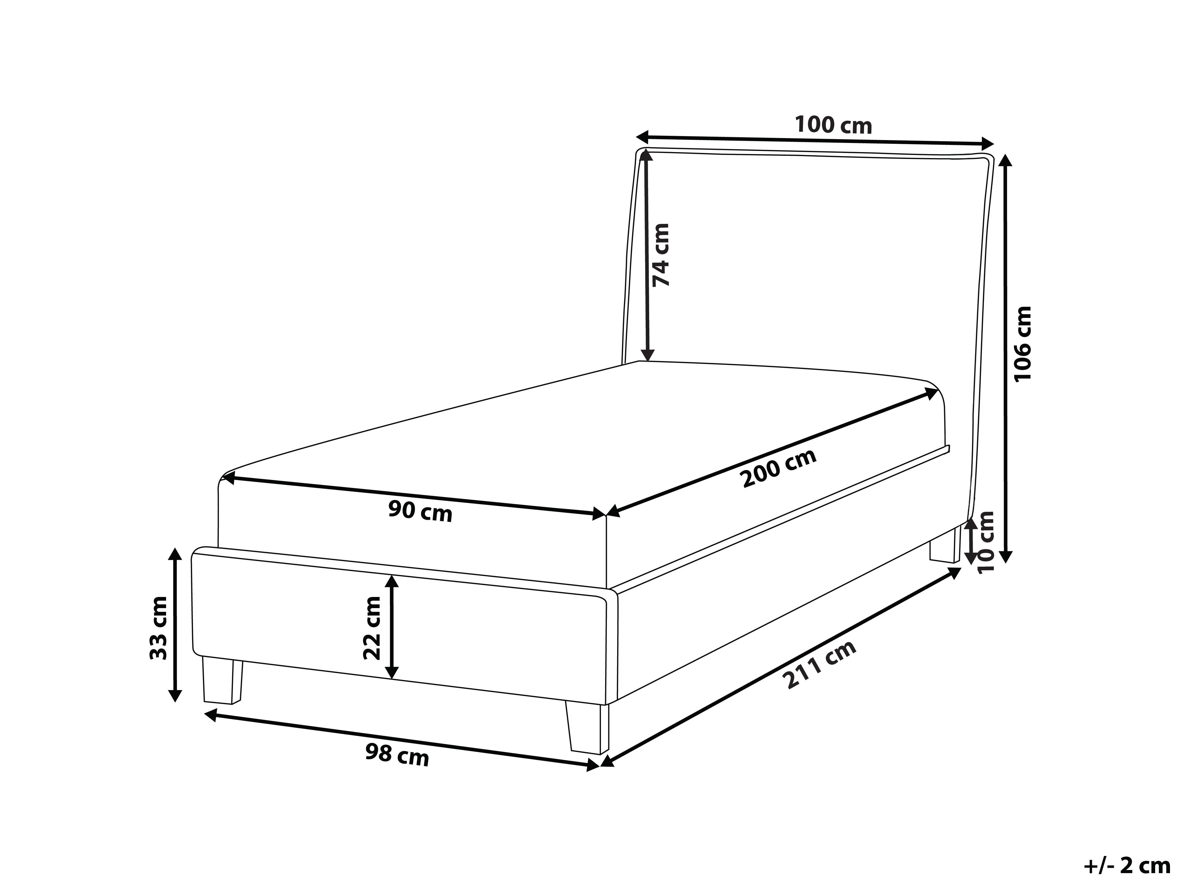 Bed Stof SENNEZ 90 x 200 cm Lichtgrijs