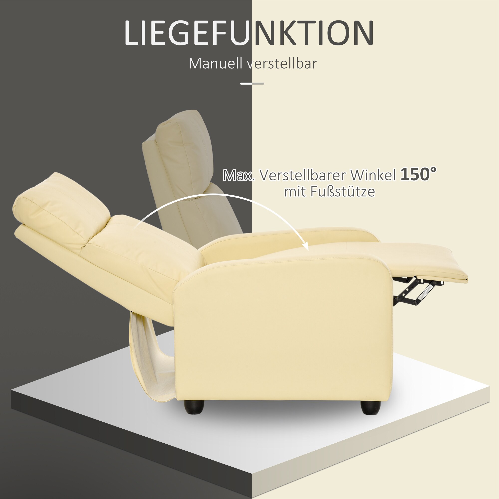 HOMCOM Fernsehsessel mit Liegefunktion 69,5 x 89,5 x 104,5 cm (LxBxH)
