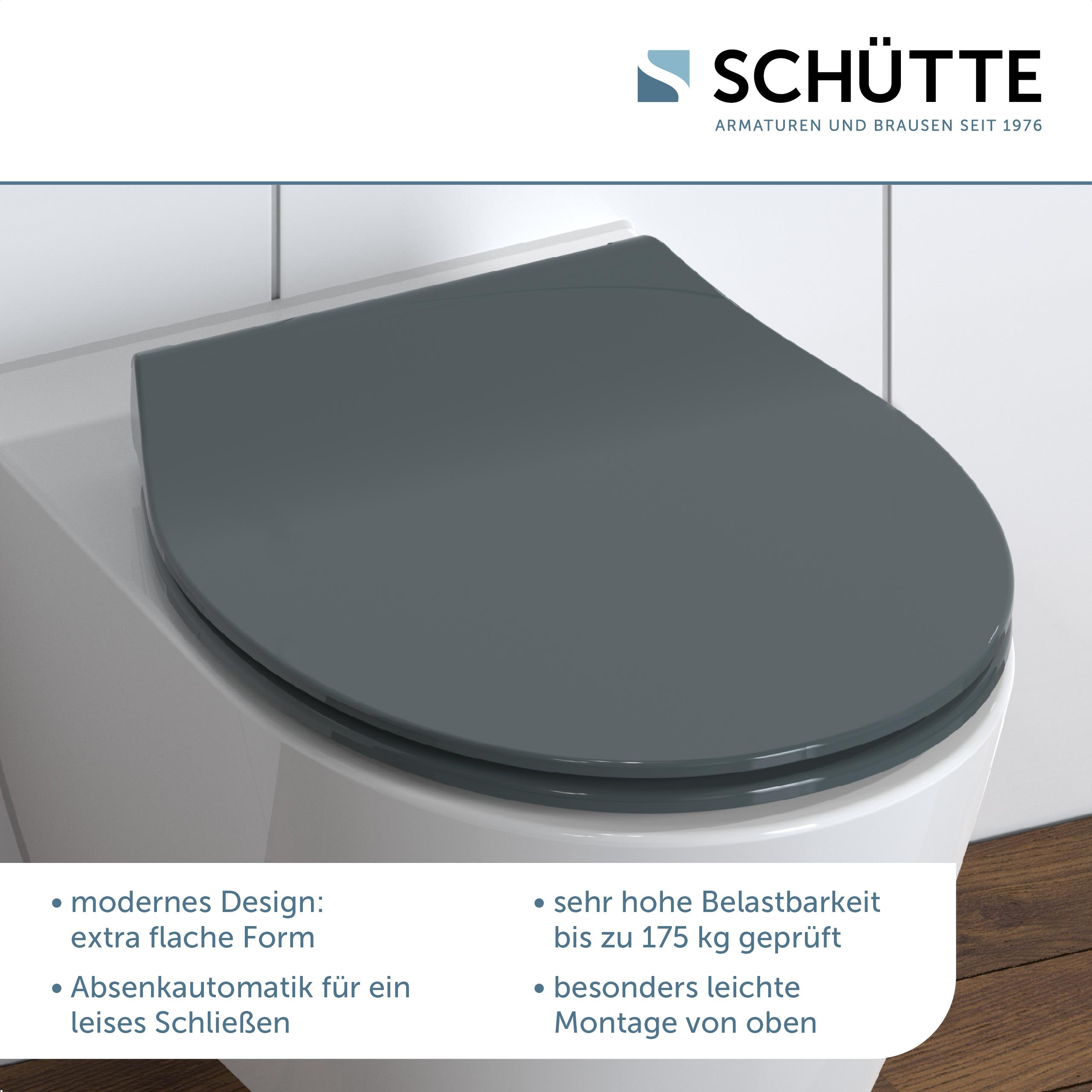 SCHÜTTE Duroplast WC-Sitz SLIM ANTHRAZIT, mit Absenkautomatik und Schnellverschluss