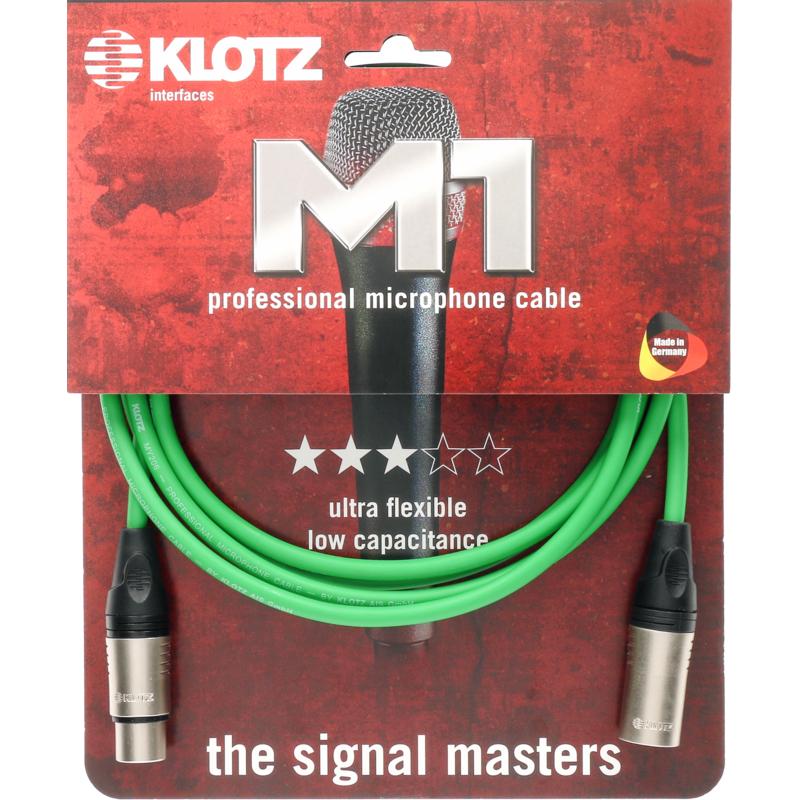 Klotz M1 K GN microfoonkabel 3p XLR F/M groen 3 meter