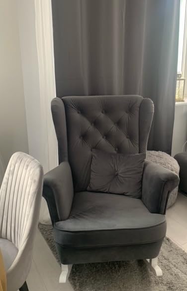 Schaukelstuhl Wohnzimmer - Relaxsessel, Schwingsessel - Stillstuhl, Schaukelstuhl - Komfortable Sessel für Schwangere Frauen, Velour Schaukelsessel, Relaxstuhl (Dunkelgrau)