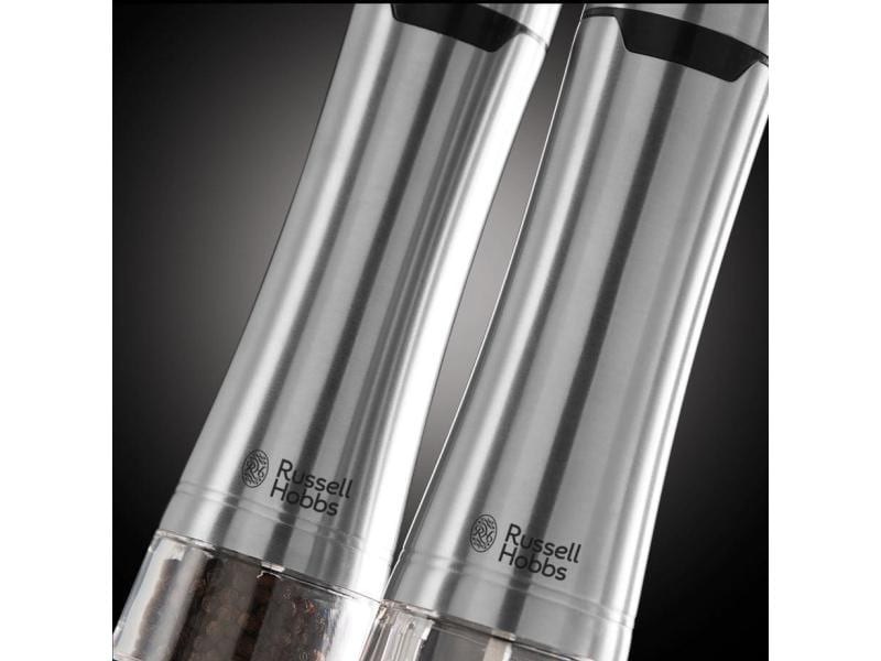 Russell Hobbs Salz- und Pfeffermühle 2 Stück, 23.3 cm, Silb Gewürzmühlen-Set für Salz & Pfeffer