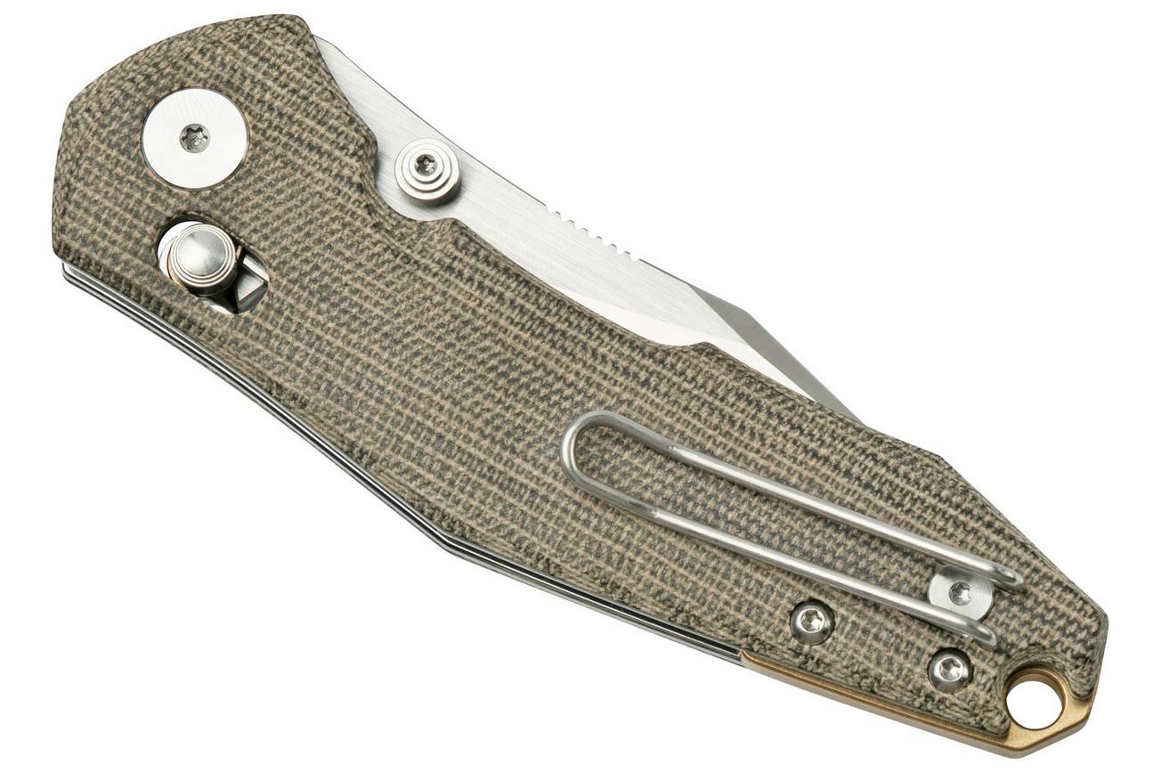 GiantMouse ACE Nazca Green Canvas Micarta zakmes, Ansø en Voxnaes design