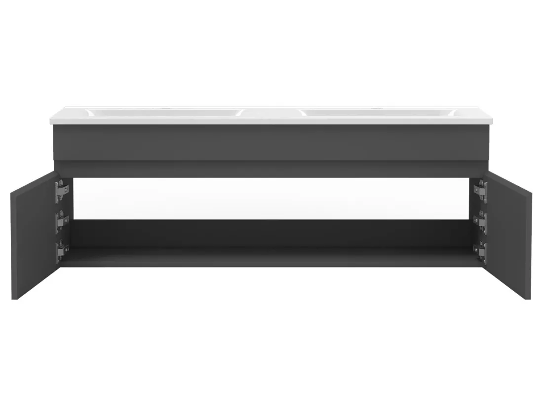 Ensemble Salle De Bain 120cm meuble Anthracite avec miroir lumineux, Aica