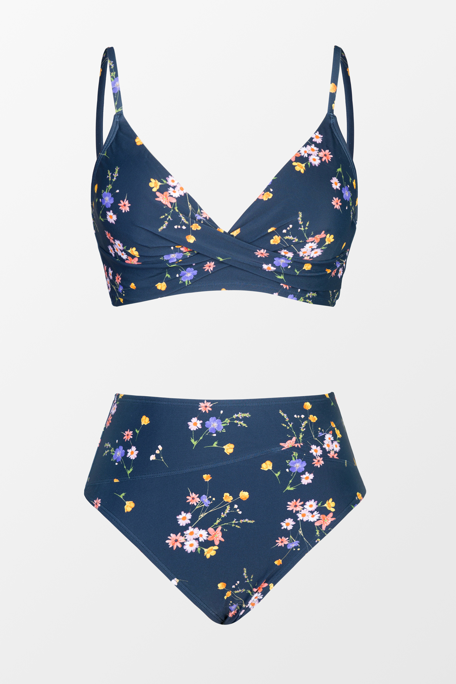 Bikini taille haute à imprimé floral