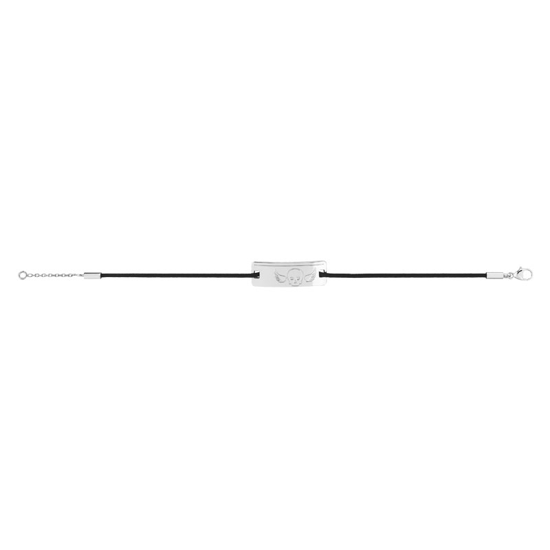 Bracelet argent 925 cordon coton noir