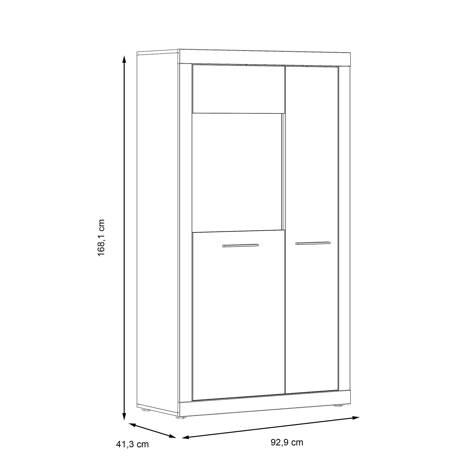 Highboardvitrine - Betonoptik - weiß - 168 cm hoch