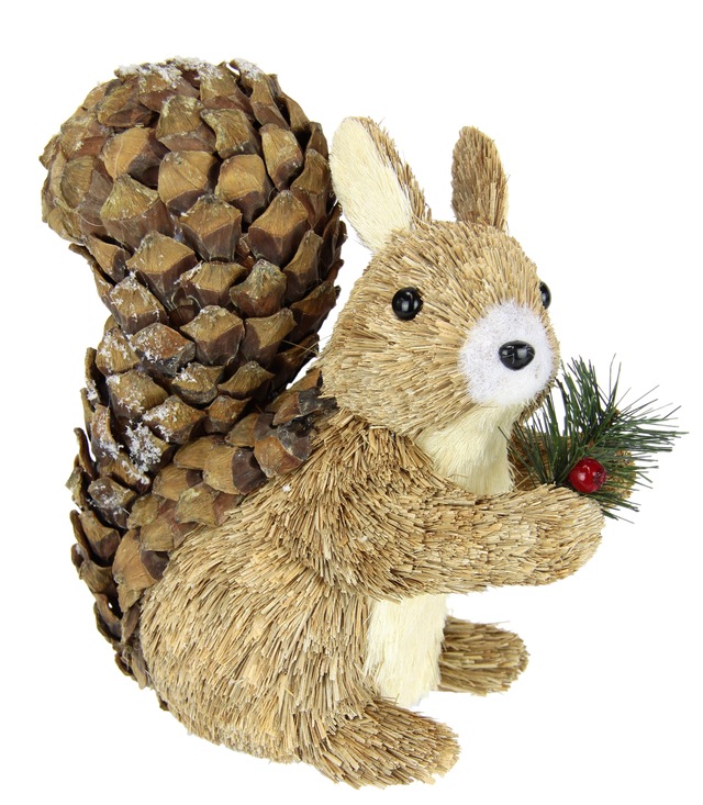 I.GE.A. Dekofigur »Eichhörnchen« Aus Bast Tierfigur Statue Herbstdeko Winterdeko Weihnachtsdeko