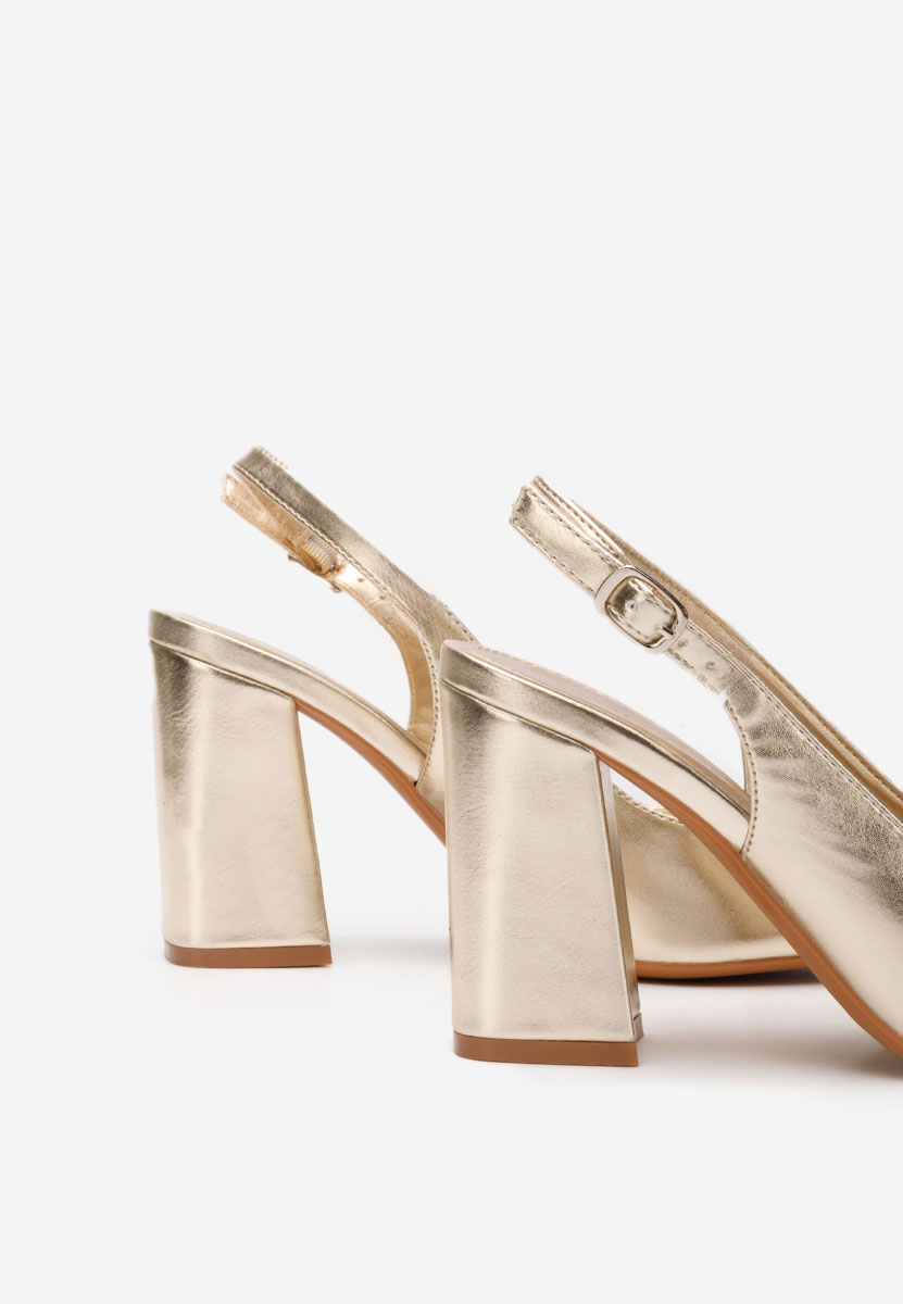 Chaussures élégantes à talon épais dorées Omria