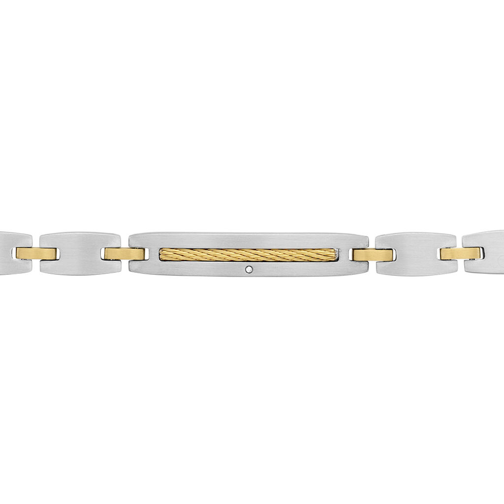 Bracelet Acier Blanc Et Plaqué Or Tiago Diamant