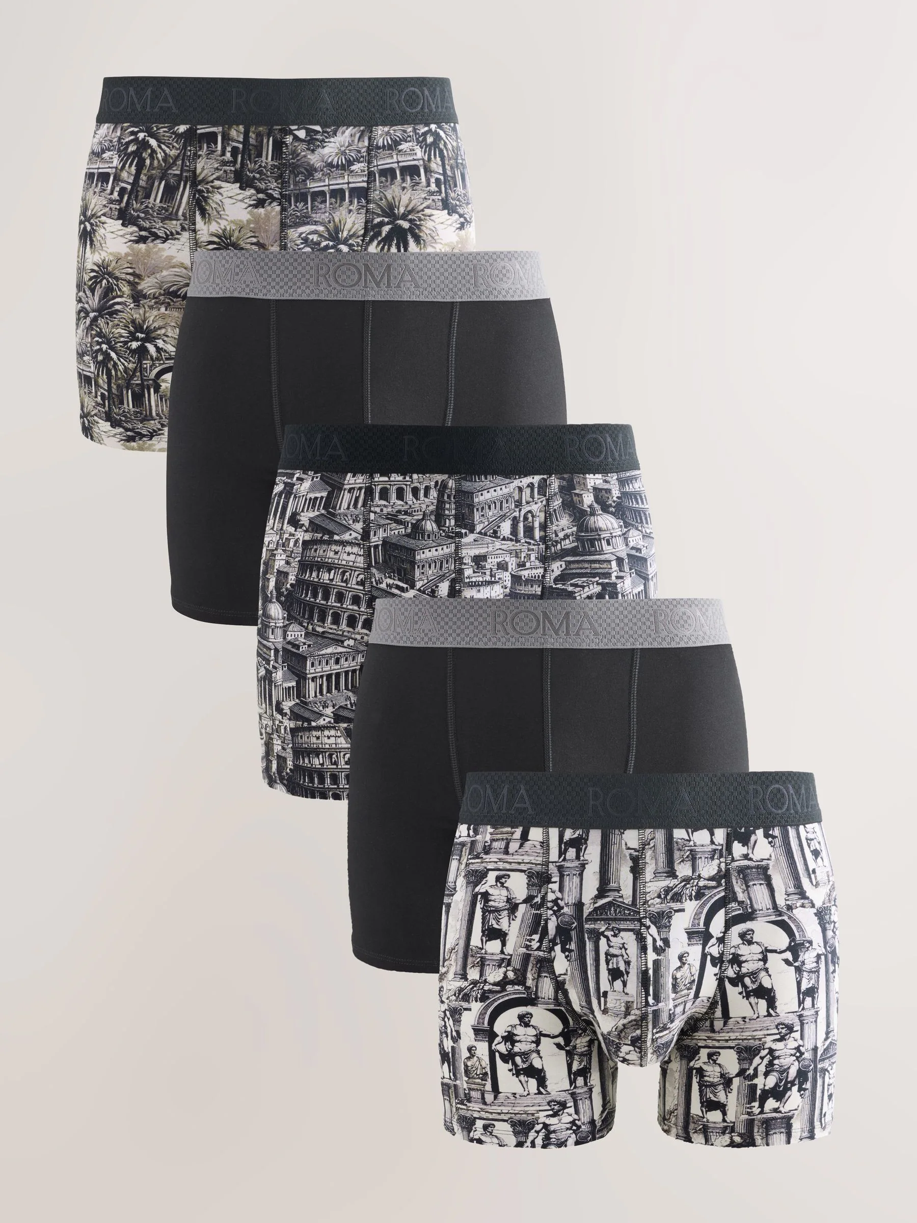 Monochrome City Print - Verpakking van 5 - Boxershorts