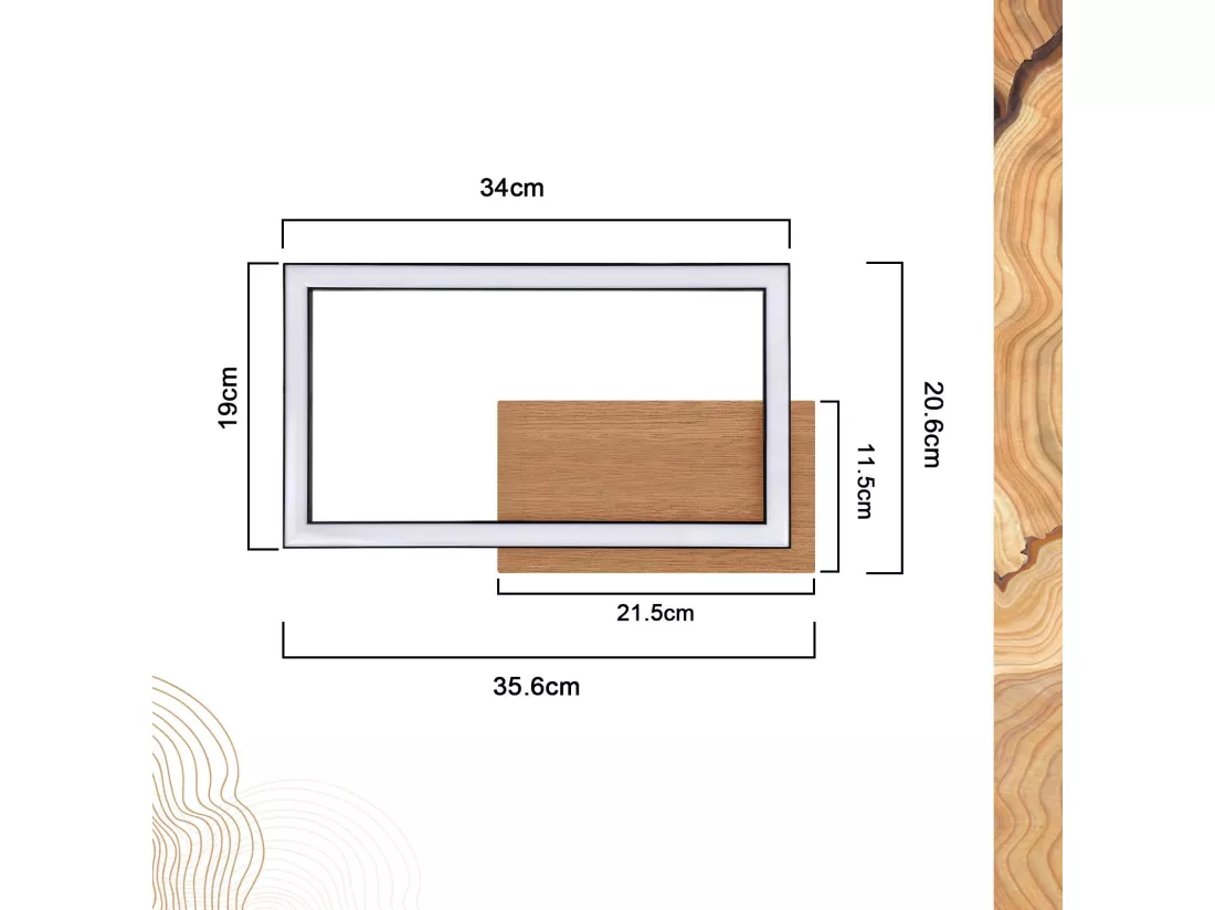 NETTLIFE plafonnier LED plafonnier moderne 12W bois 3000K