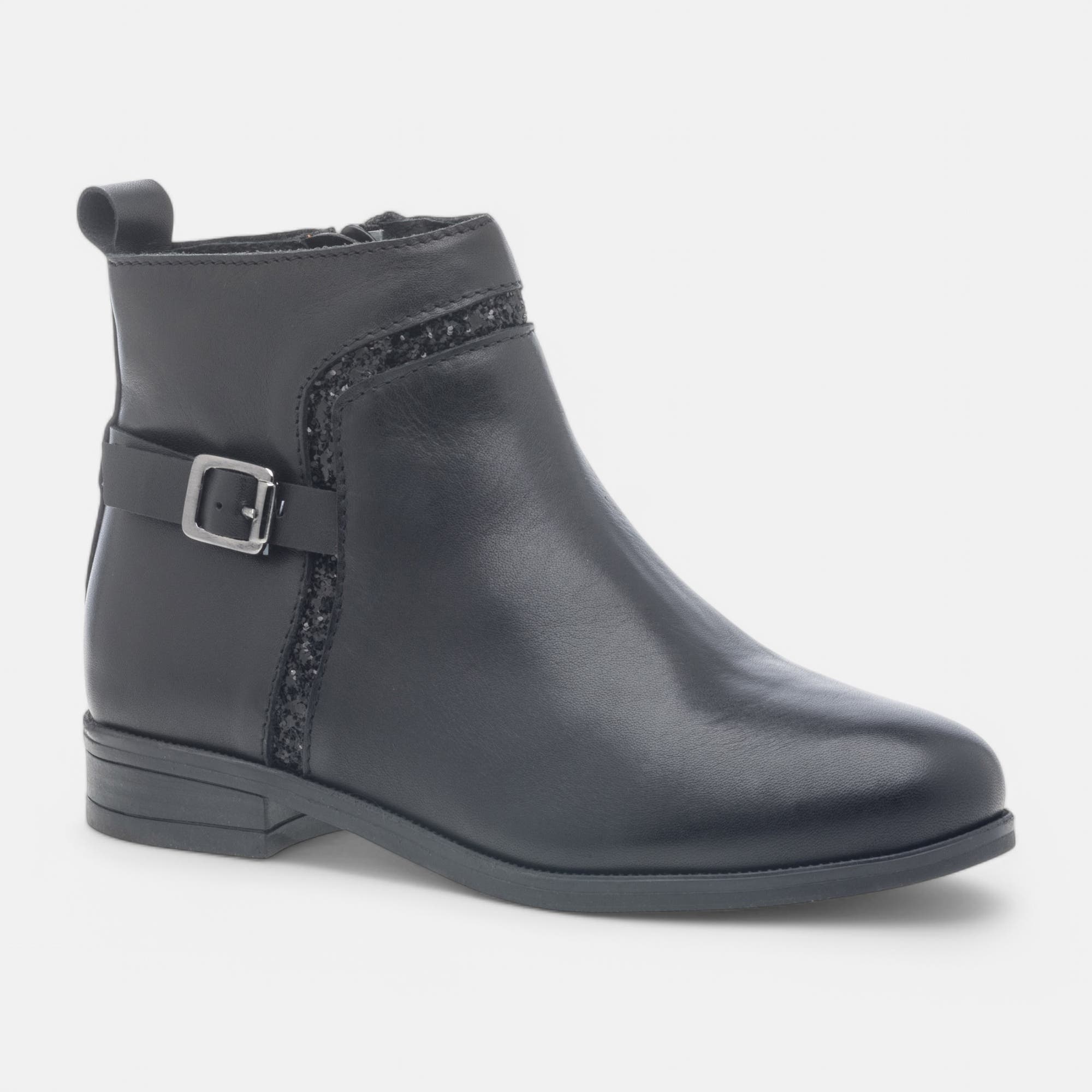 Bottines Fille en cuir noir