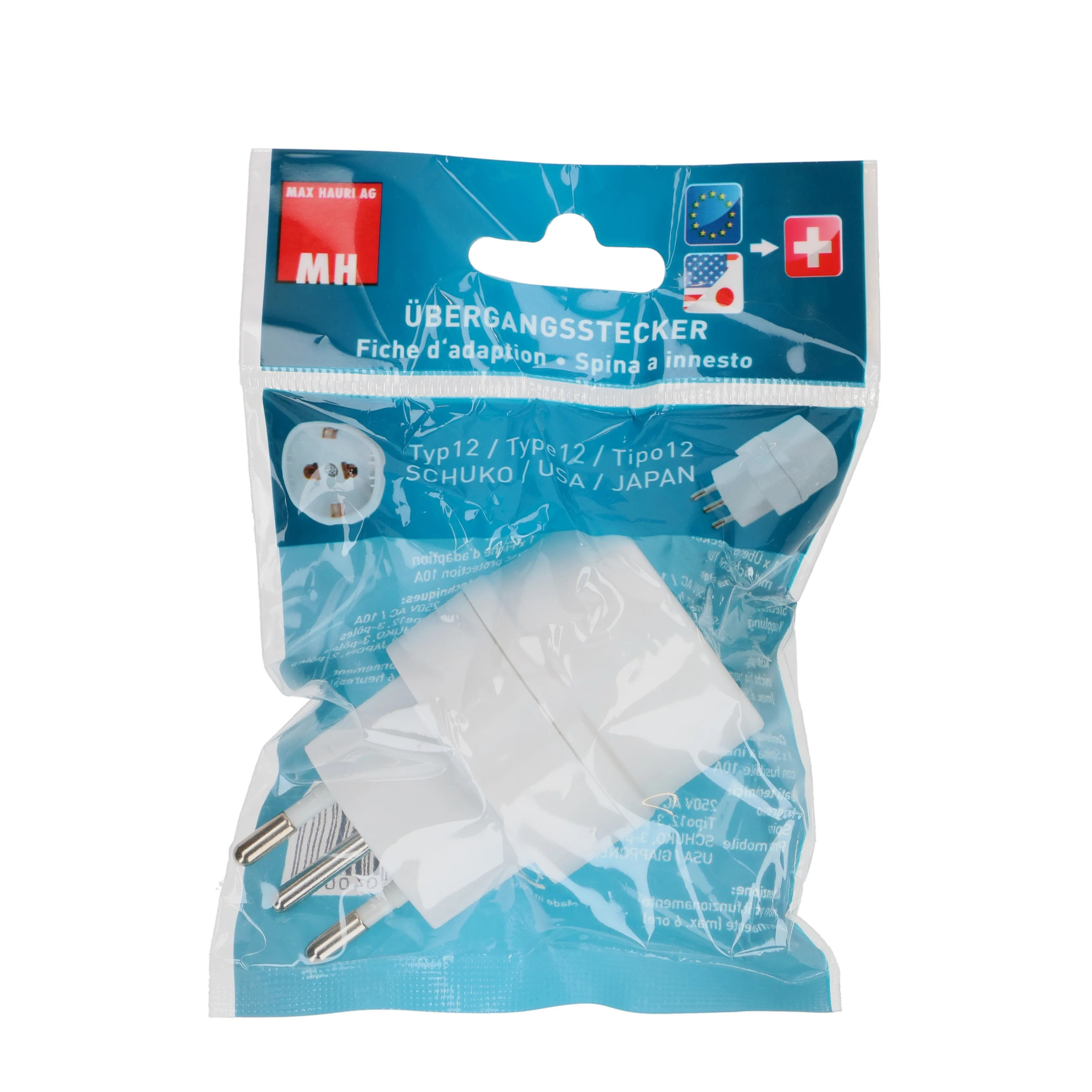 Reiseadapter Travel Adapter USA / Japan Typ 12 zu Schuko (3/2-polig) (162313) - Weiss