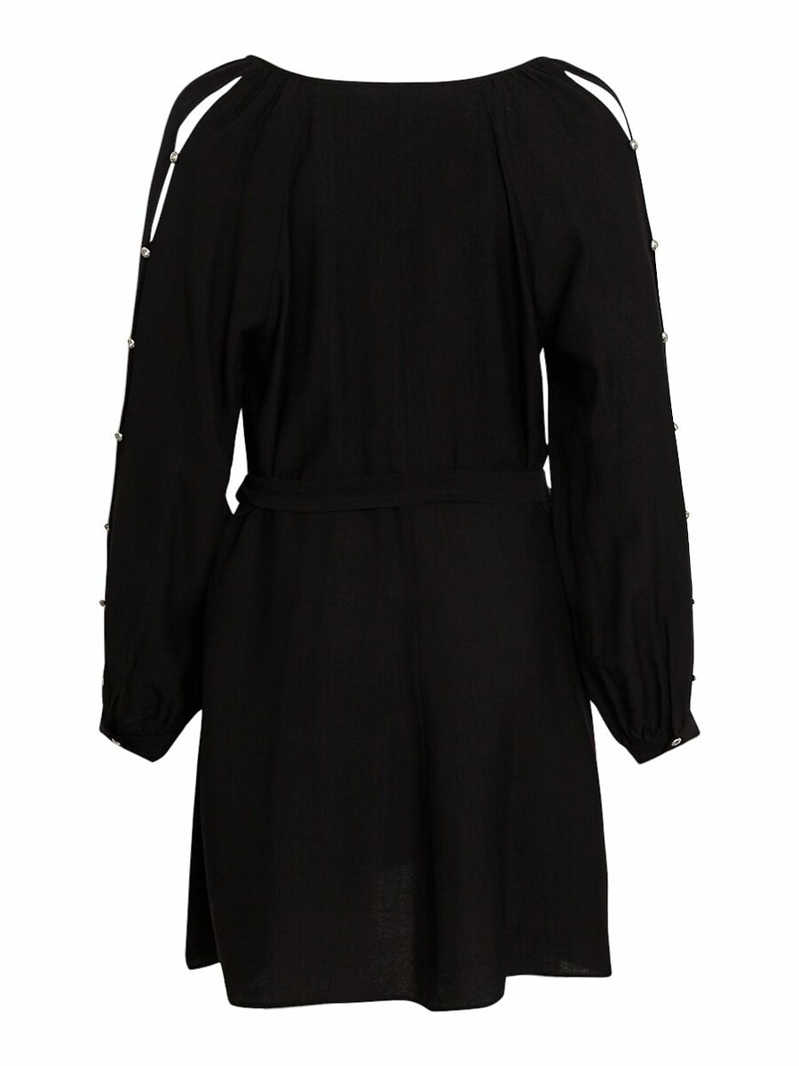 VILA<br>Vestido curto com cinto e botões prateados