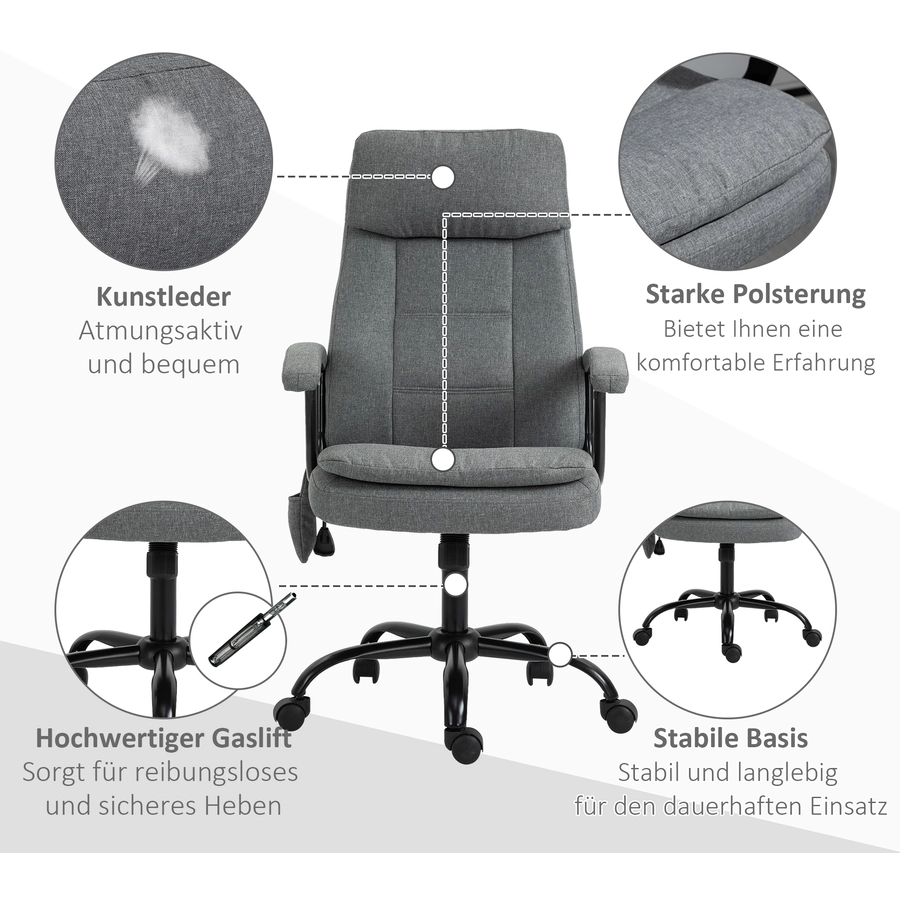 Vinsetto Bürostuhl  mit Massagefunktion grau